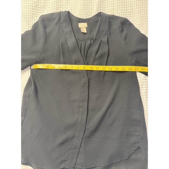 H&M Black Sheer Blouse Women's Size 2 Old Money Work Career Clean Girl - Picture 6 of 8